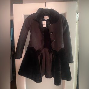 Girls size 7 Black Shearling Coat
